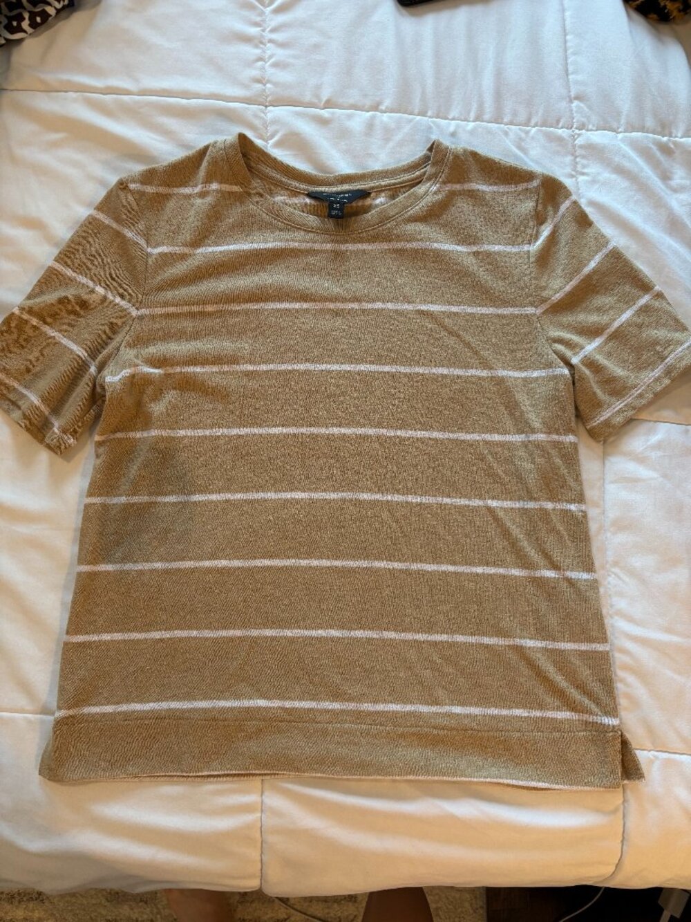 Banana Republic Linen Blend T Shirt - XS, Striped Tan